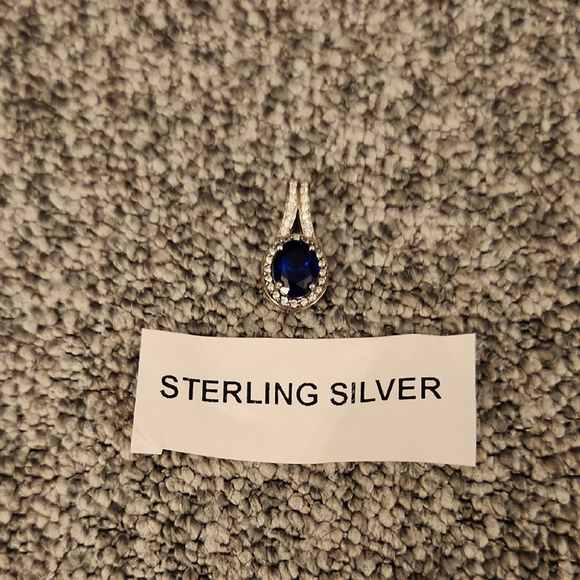 Jewelry - Elegant Sterling Silver Blue Pendant For A Necklace Chain Not Included